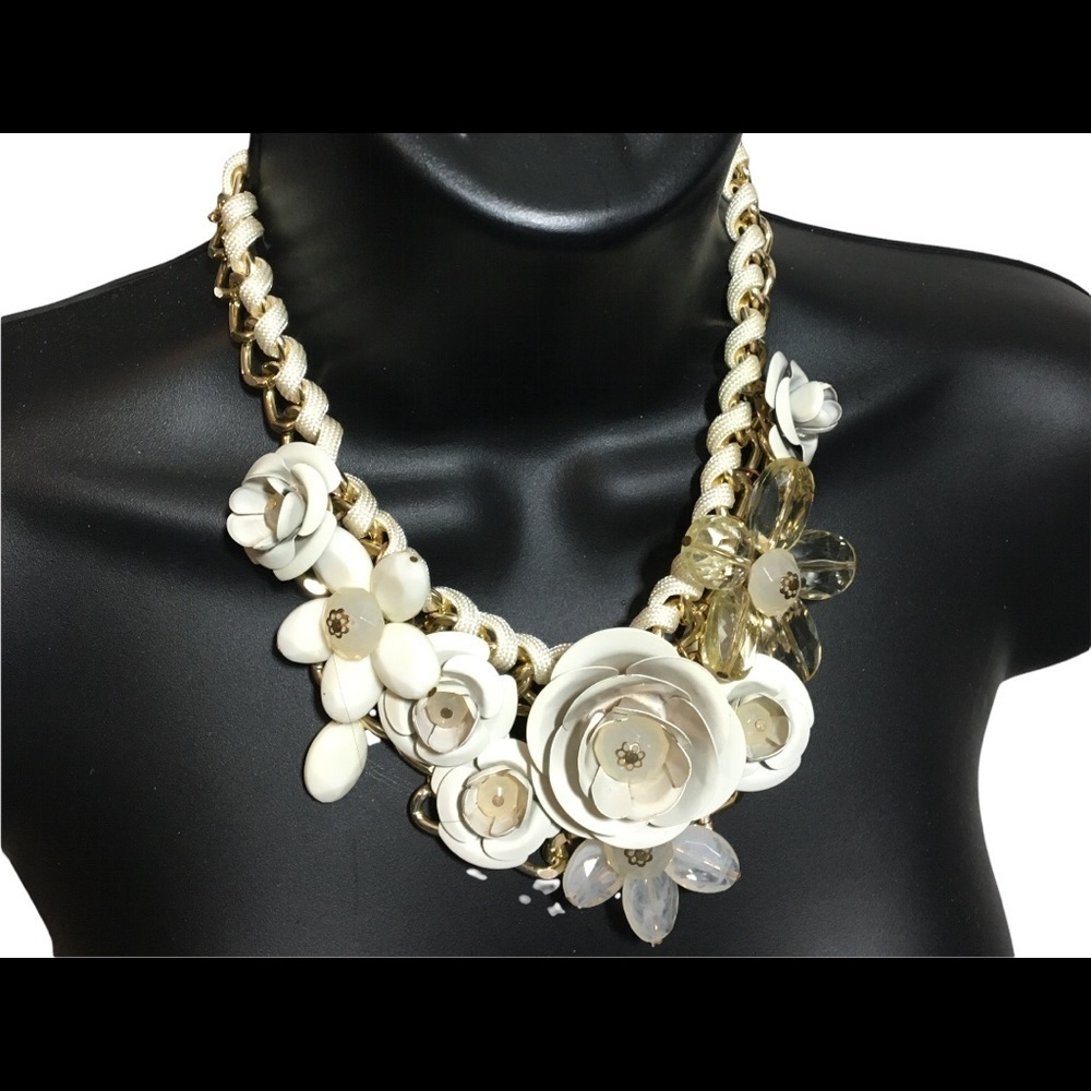 Cream and gold statement necklace